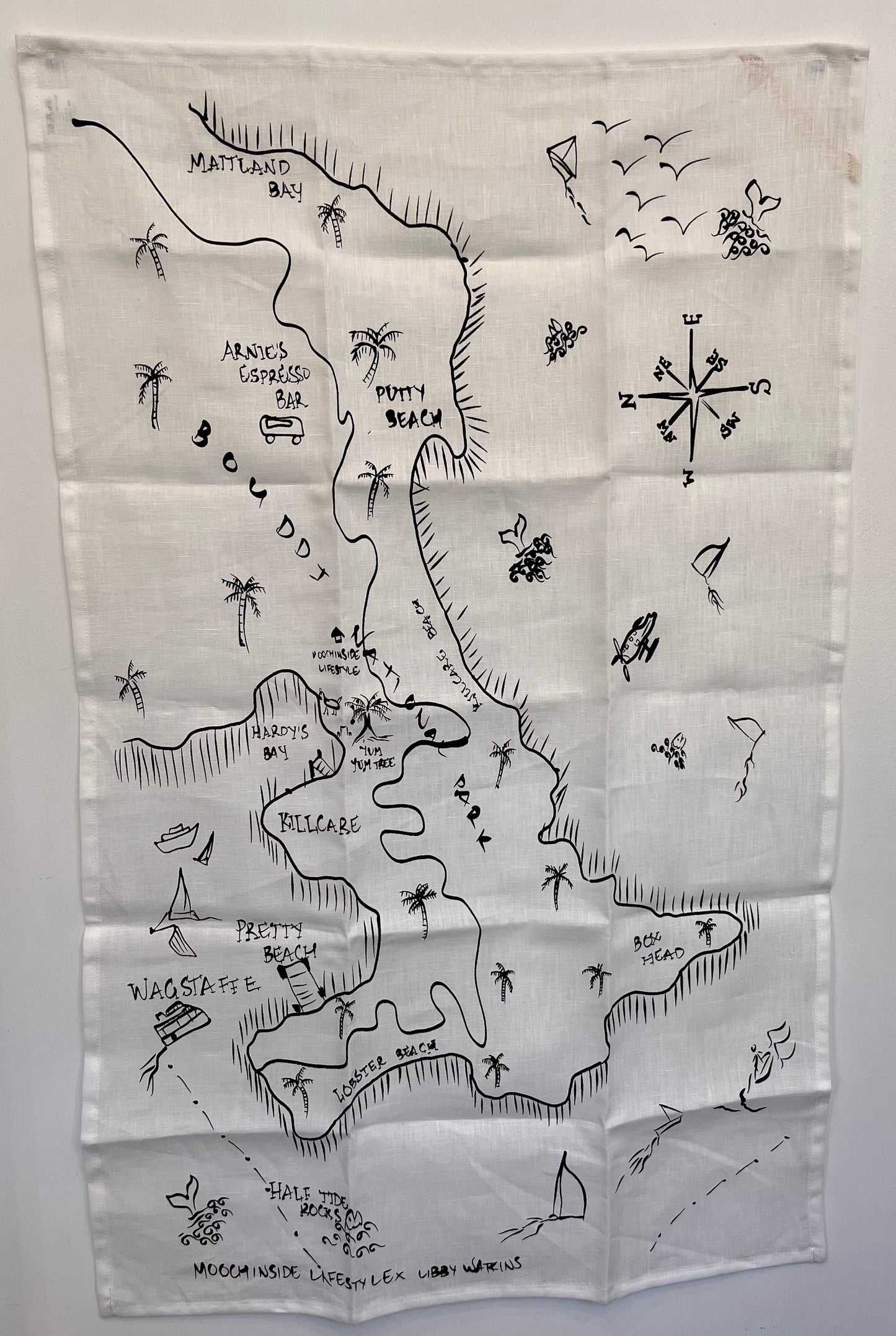 Linen Tea Towel - Bouddi Map