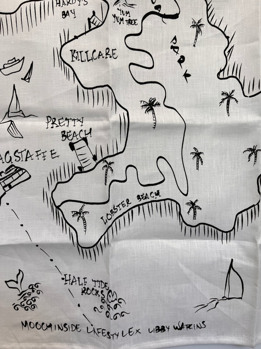 Linen Tea Towel - Bouddi Map